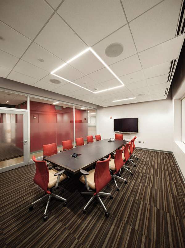 JLC-Tech’s T-Bar LED lights are conveniently built directly into the ceiling grid.