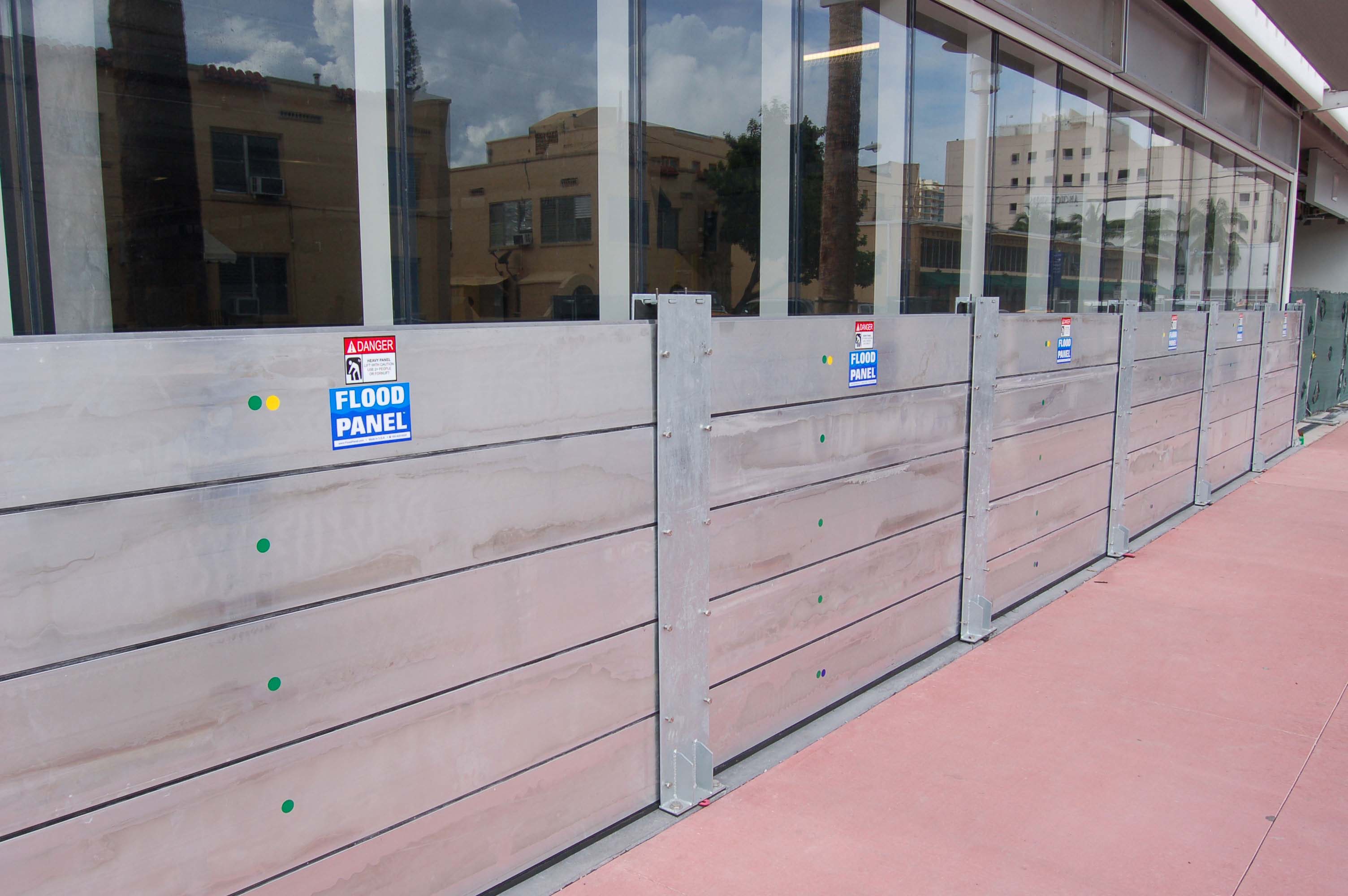 The panels can resist the extreme pressures from a flood while remaining physically light enough to store and retrieve them with tremendous ease.