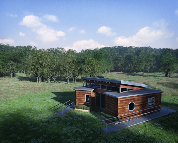 The Nest Home is a part of this year’s Solar Decathlon, the US Department of Energy’s biennial student competition for solar-powered houses, and was built largely with local, found materials.