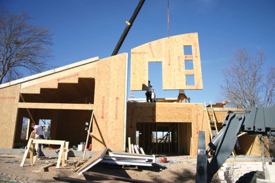 prefabricated building materials fischersips wall being constructed