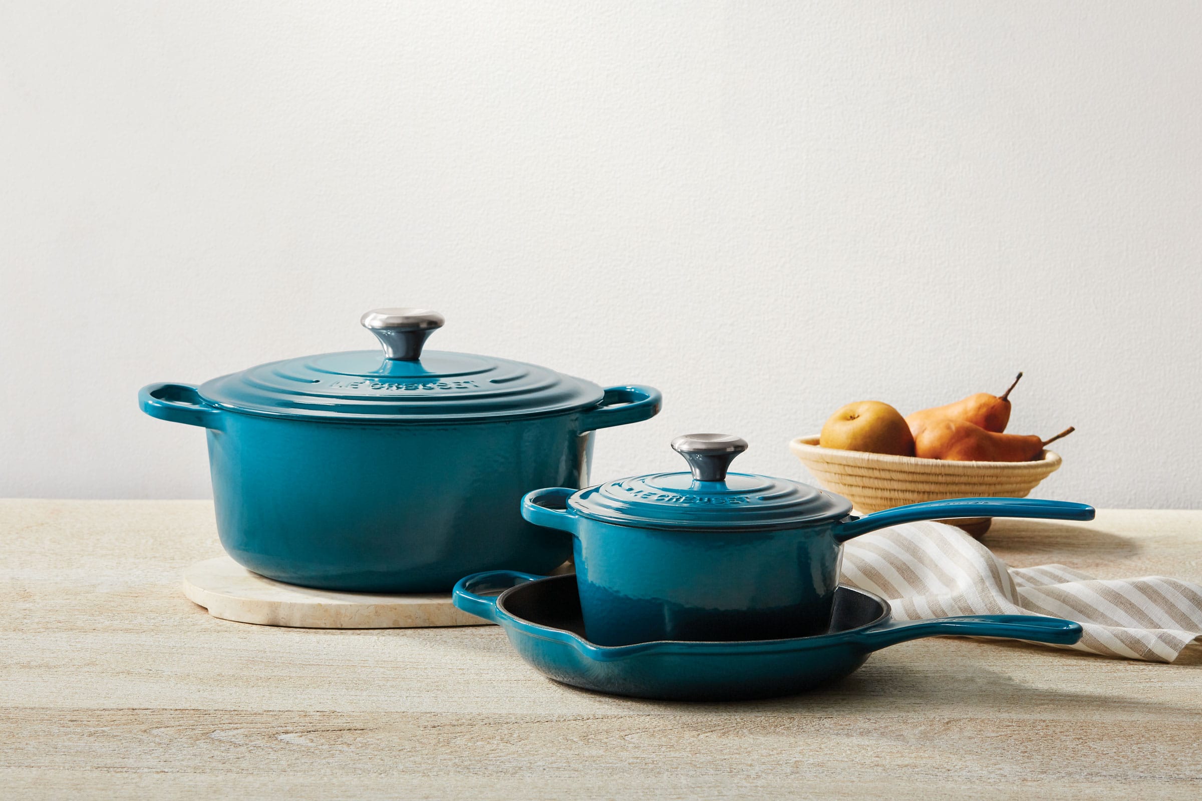 sustainable kitchen products le creuset deep teal gbd magazine