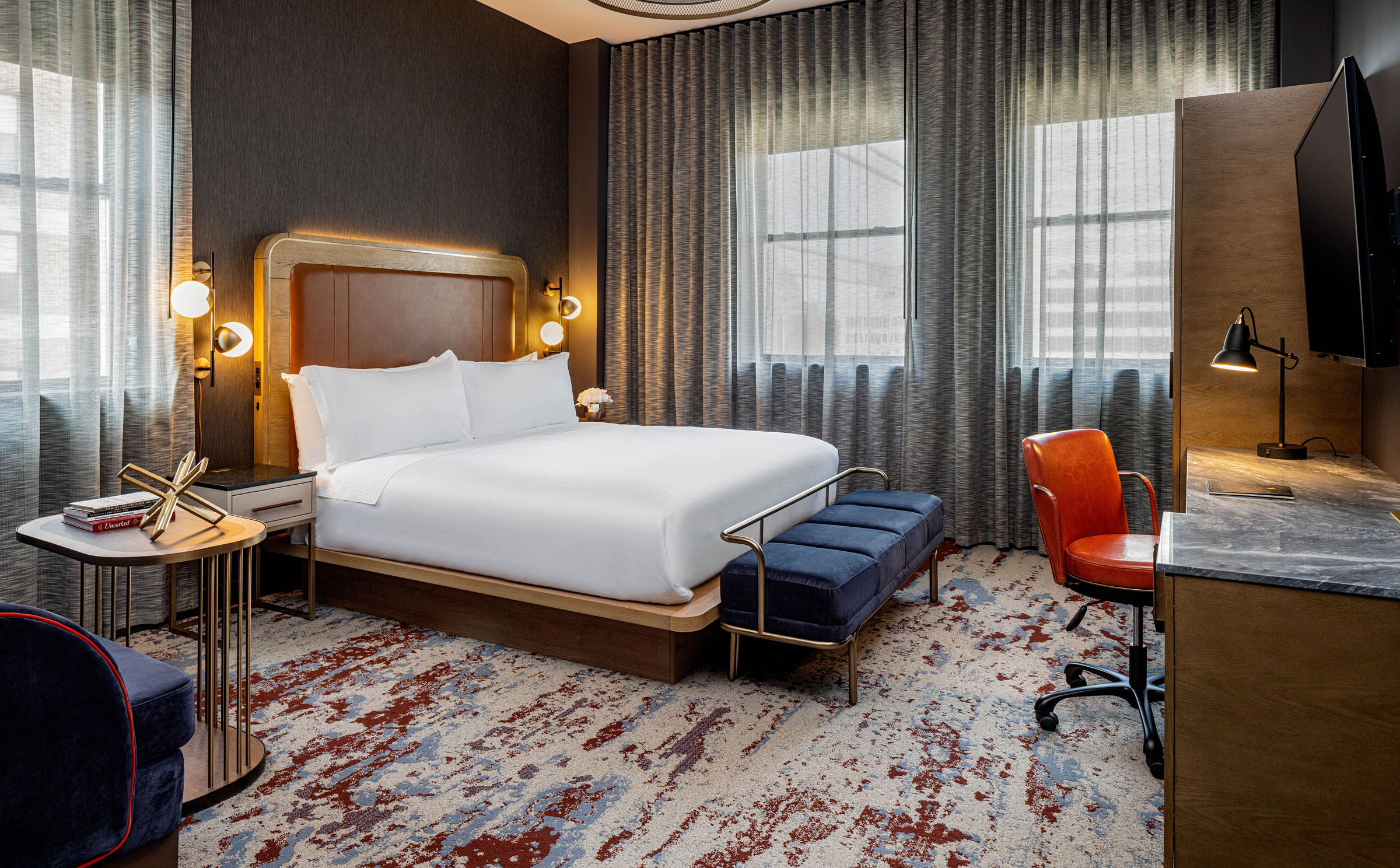 The Industrialist Hotel Design Celebrates Pittsburgh’s Past with Color and Mood