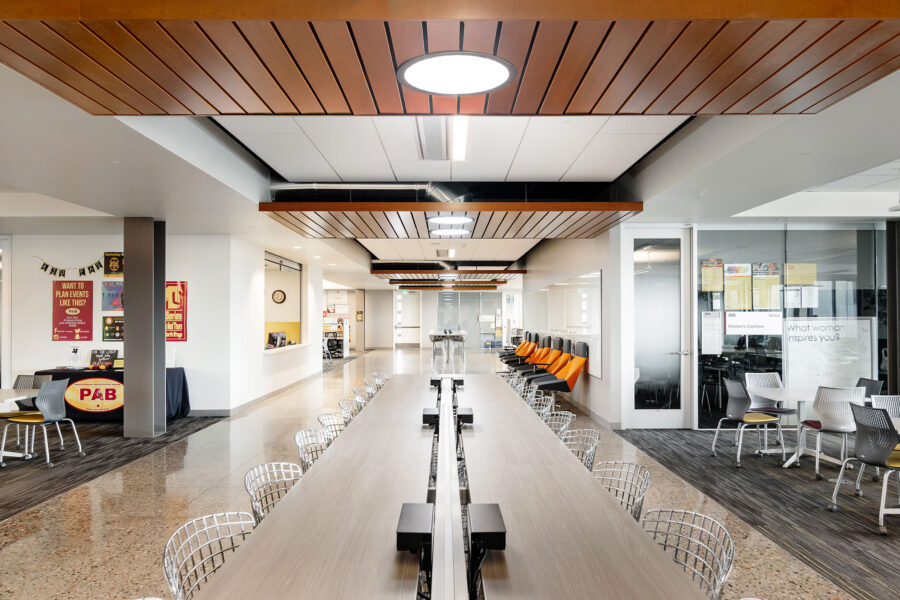 Daylighting-in-Educational-Spaces-ASU-Student-Pavilion-pathway-w-table-credit-Solatube-International