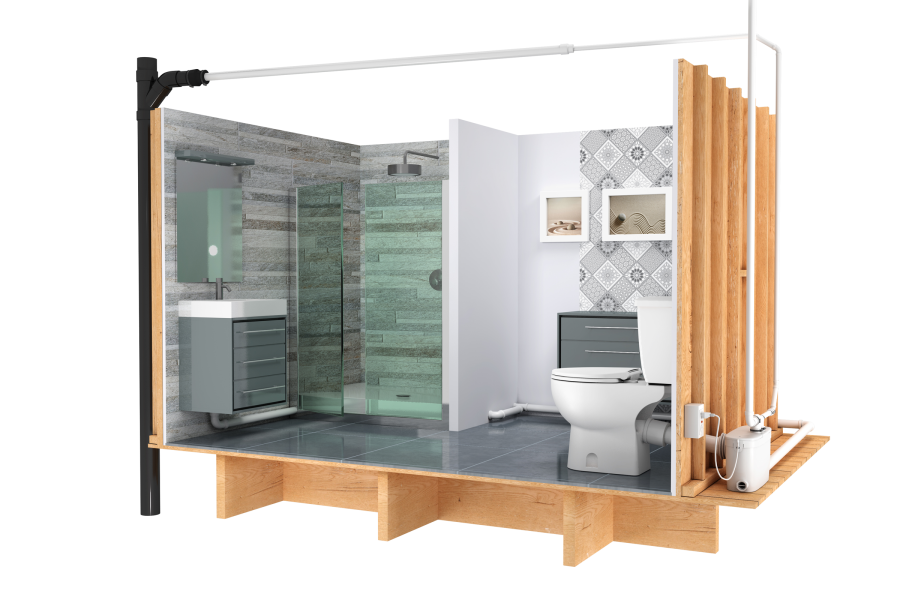 above-ground-plumbing saniflo bathroom illustration