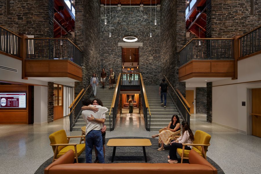 cutting emissions mass timber swarthmore interior dining