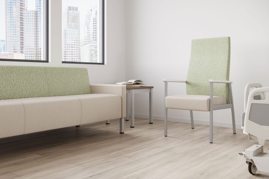 comfortable-health-care-spaces-Kenzley-Sleep-Sofa-&-Kenzley-Visitor-High-Back-Chair