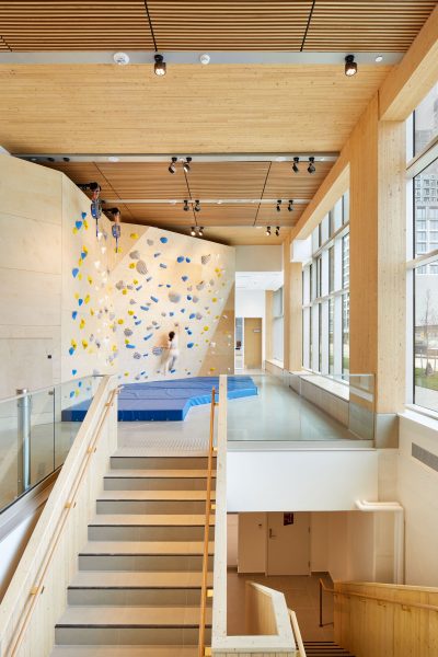low carbon construction limberlost place climbing wall